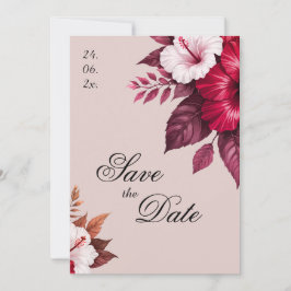 Burgundy Floral Wedding Invitation Save The Date Spara Datumet
