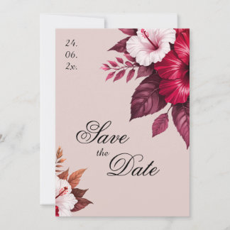 Burgundy Floral Wedding Invitation Save The Date Spara Datumet