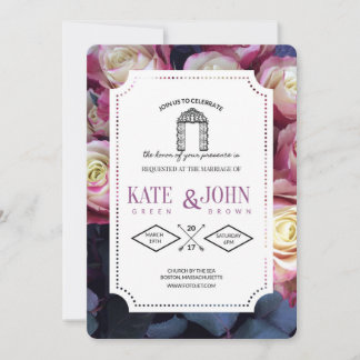 Burgundy Floral Wedding Invitation Template Inbjudningar