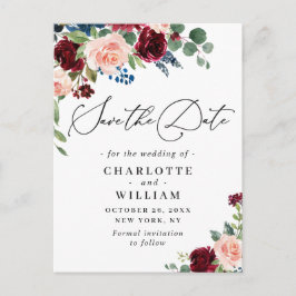 Burgundy  flottan Ro Bröllop spara datum Vykort