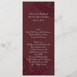 Burgundy Flourish Smala Bröllop Bord Menu Meny