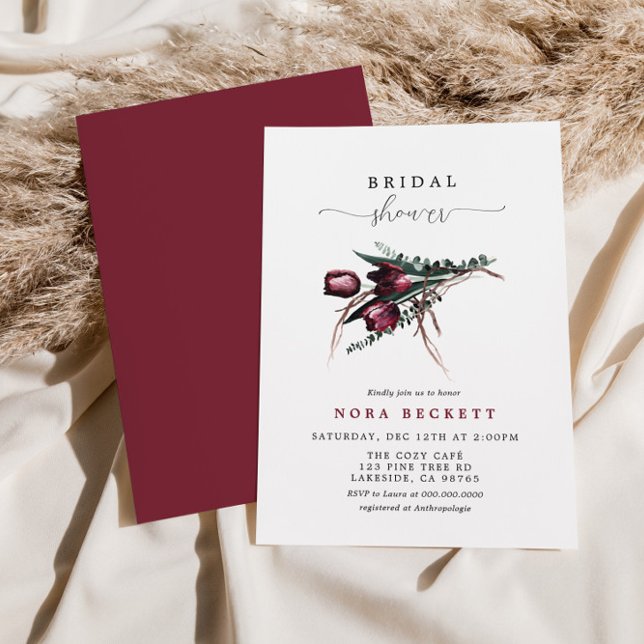 Burgundy Flower Bunch-Möhippa Inbjudningar (Skapare uppladdad)