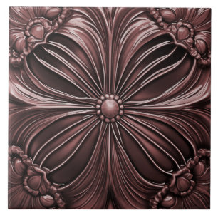 Burgundy Flower Ceramic Tile Kakelplatta