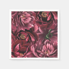 Burgundy Flower Elegance Bröllop Pappersservett