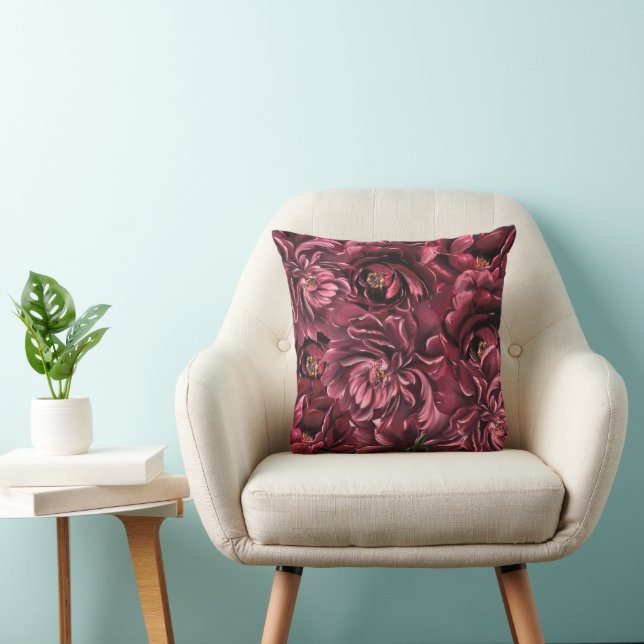 Burgundy Flower Elegance Kudde (Stol)