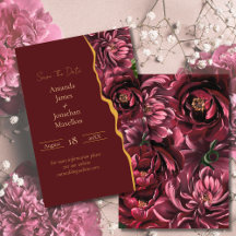 Burgundy Flower Elegance med Guld Accents Bröllop