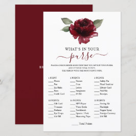 Burgundy Flower What's in your Purse Game Shower