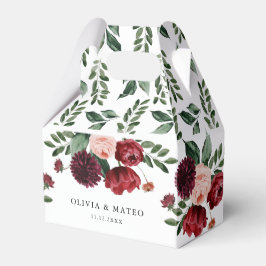 Burgundy Flower Winter Wedor Favor Box Presentaskar