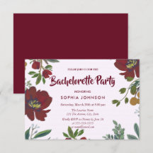 Burgundy Flowers Bachelorette-partiets inbjudan