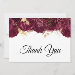 Burgundy Flowers Gold Foil Glam 60:e födelsedagen Tack Kort