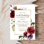 Burgundy Flowers Guld Gräns 60:e Födelsedagsfesten Inbjudningar<br><div class="desc">Burgundy Flowers Guld 60:e Födelsedagsfest inbjudan Gräns Se matchningssamling i nisch- och nastbutiker</div>