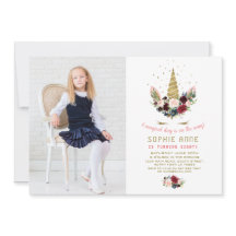 Burgundy Flowers Guld Unicorn Photo Birthday