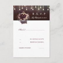 Burgundy Flowers Lanter Rustic Bröllop OSA Card