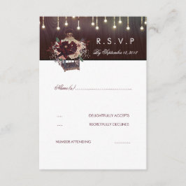 Burgundy Flowers Lanter Rustic Bröllop OSA Card Kort