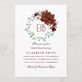 Burgundy Flowers Möhippa av andningsvätska Elegant Inbjudningar