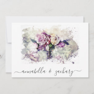 *~* Burgundy Flowers OSA QR AR26 Blommigt BRÖLLOP Inbjudningar