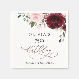 Burgundy Flowers, Pink Flowers, Boho, Birthday Pappersservett