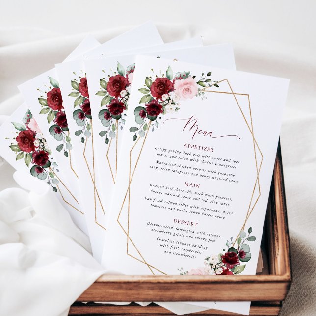 Burgundy Flowers, Pink Flowers, Bridal Shower Menu (Skapare uppladdad)