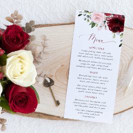 Burgundy Flowers, Pink Flowers, Bridal Shower Menu Meny