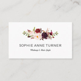 Burgundy Flowers Professionell Makeup Hair Stil Visitkort