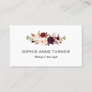Burgundy Flowers Professionell Makeup Hair Stil Visitkort