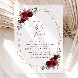 Burgundy Flowers, Red Flowers, Baby Shower Inbjudningar