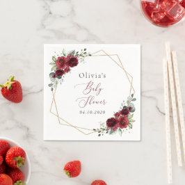 Burgundy Flowers, Red Flowers, Baby Shower Pappersservett