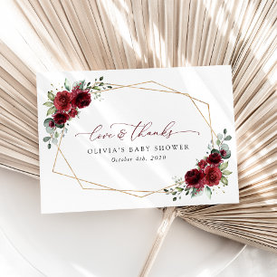 Burgundy Flowers, Red Flowers, Baby Shower Tack Kort