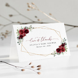 Burgundy Flowers, Red Flowers, Baby Shower Tack Kort