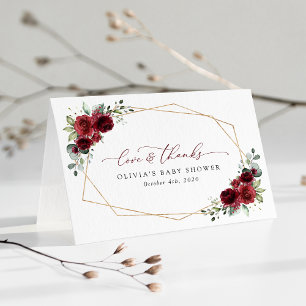 Burgundy Flowers, Red Flowers, Baby Shower Tack Kort