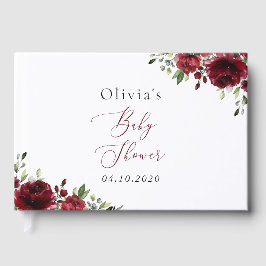 Burgundy Flowers, Red Flowers, Boho, Baby Shower Gästböcker