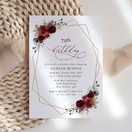 Burgundy Flowers, Red Flowers, Boho, Birthday Inbjudningar