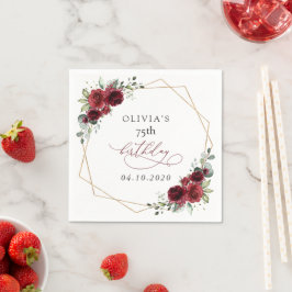 Burgundy Flowers, Red Flowers, Boho, Birthday Pappersservett