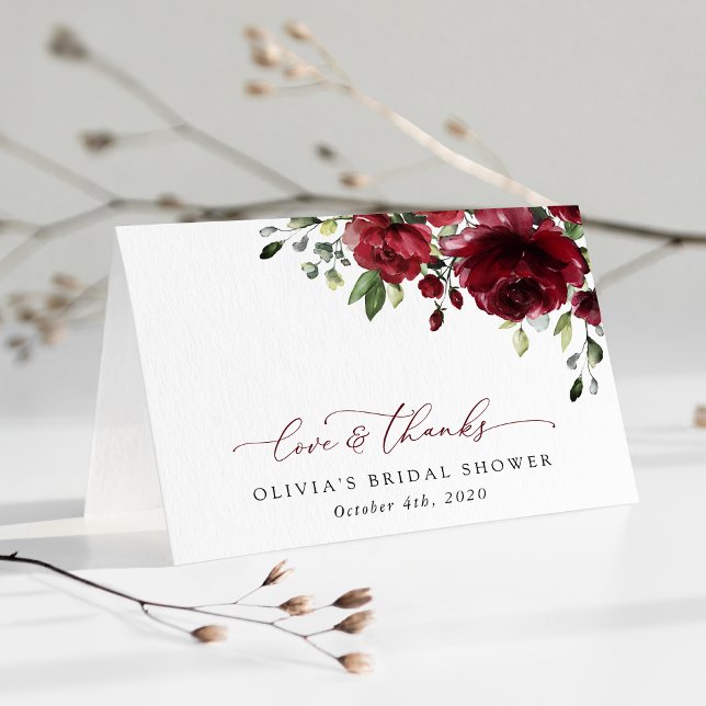 Burgundy Flowers, Red Flowers, Boho, Möhippa Tack Kort (Skapare uppladdad)