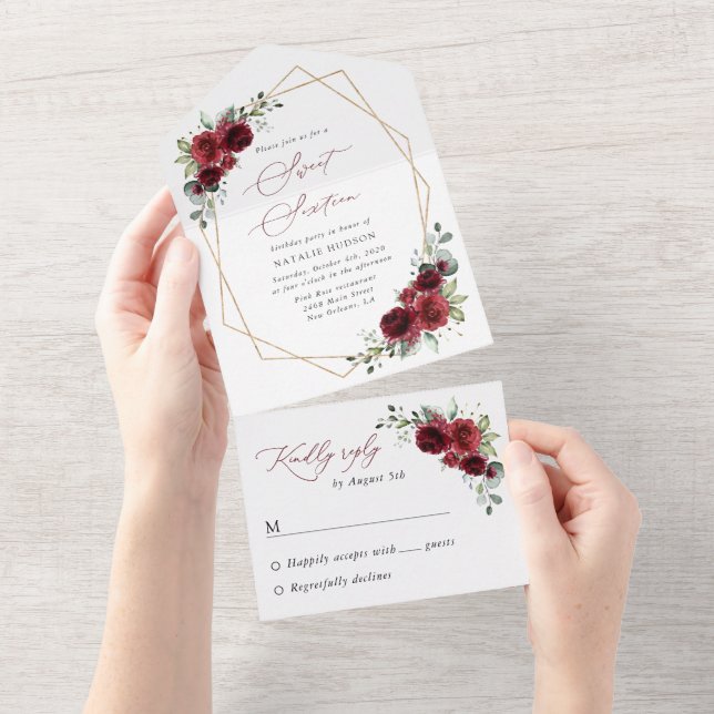 Burgundy Flowers, Red Flowers, Boho, Sweet 16 (Avrivbar del)