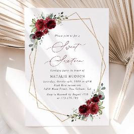 Burgundy Flowers, Red Flowers, Boho, Sweet 16 Inbjudningar