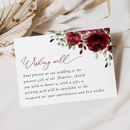 Burgundy Flowers, Red Flowers, Boho, Wishing well, Tilläggskort