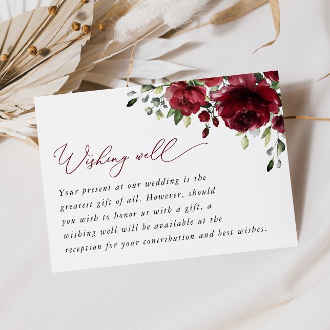 Burgundy Flowers, Red Flowers, Boho, Wishing well, Tilläggskort (Skapare uppladdad)