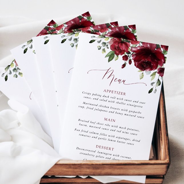 Burgundy Flowers, Red Flowers, Bridal Shower Menu (Skapare uppladdad)