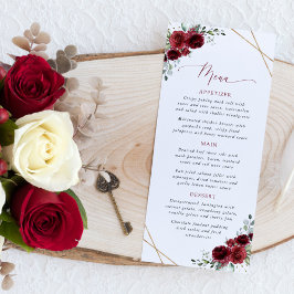 Burgundy Flowers, Red Flowers, Bridal Shower Menu Meny