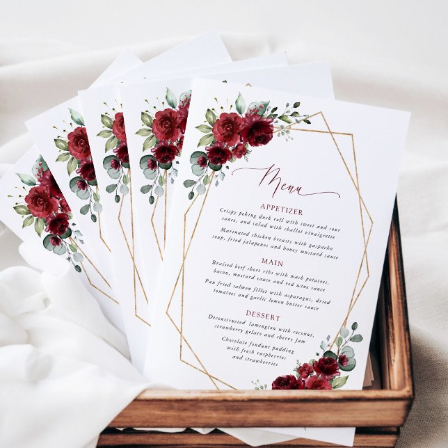 Burgundy Flowers, Red Flowers, Floral Wedding Menu (Skapare uppladdad)