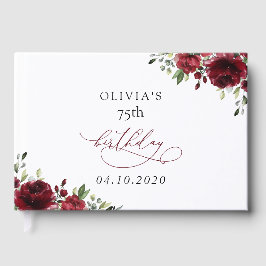 Burgundy Flowers, Red Flowers, Greenery, Birthday Gästböcker