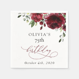 Burgundy Flowers, Red Flowers, Greenery, Birthday Pappersservett