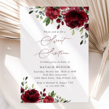 Burgundy Flowers, Red Flowers, Greenery, Sweet 16