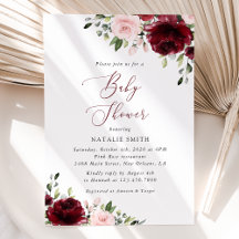 Burgundy Flowers, Rosa Flowers, Boho, Baby Shower