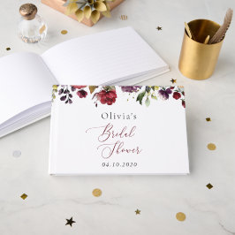 Burgundy Flowers, Rosa Flowers, Boho Möhippa Gästböcker