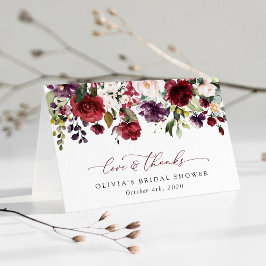 Burgundy Flowers, Rosa Flowers, Boho Möhippa Tack Kort