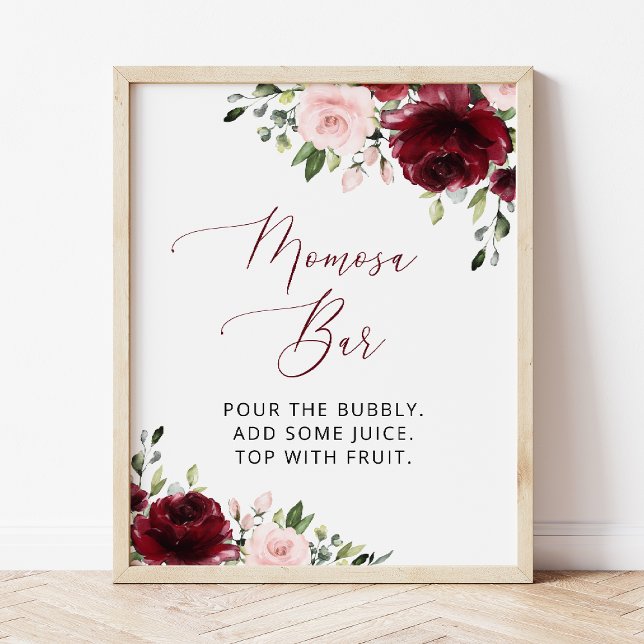 Burgundy Flowers, Rosa Flowers, Boho, Momosa Pub Poster (Skapare uppladdad)