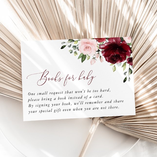 Burgundy Flowers, Rosa Flowers, Bokar för Baby Tilläggskort (Skapare uppladdad)