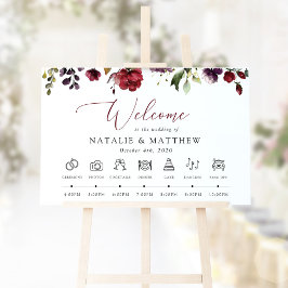 Burgundy Flowers, Rosa Flowers, Bröllop Timeline Poster